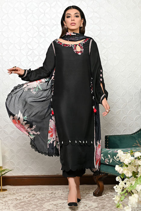 Palawan Black Raw Silk