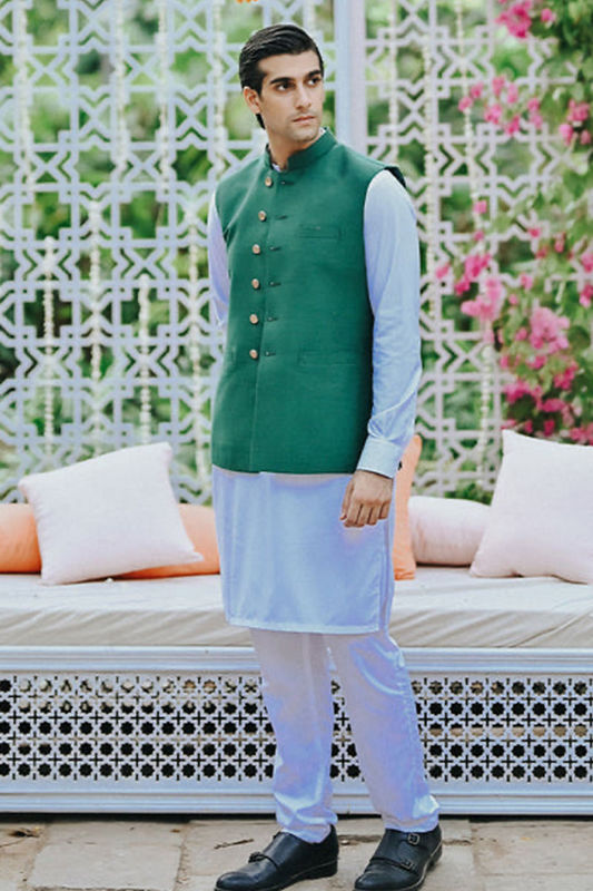 Picture of Shuja Waistcoat Bottle Green