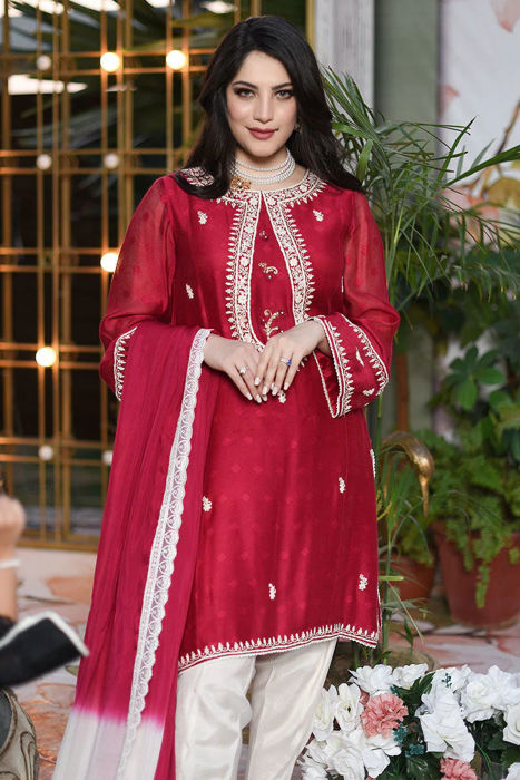 Sania - Cherry - Shirt And Dupatta